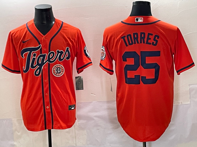 Men 2025 Detroit Tigers #25 Torres orange Nike MLB Jersey style 4